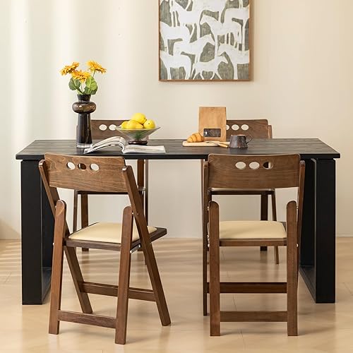 Miniatura 6 de Silla plegable de madera con cojín suave, simple y elegante, cómoda y duradera, adecuada para bodas, banquetes y eventos, no requiere montaje,