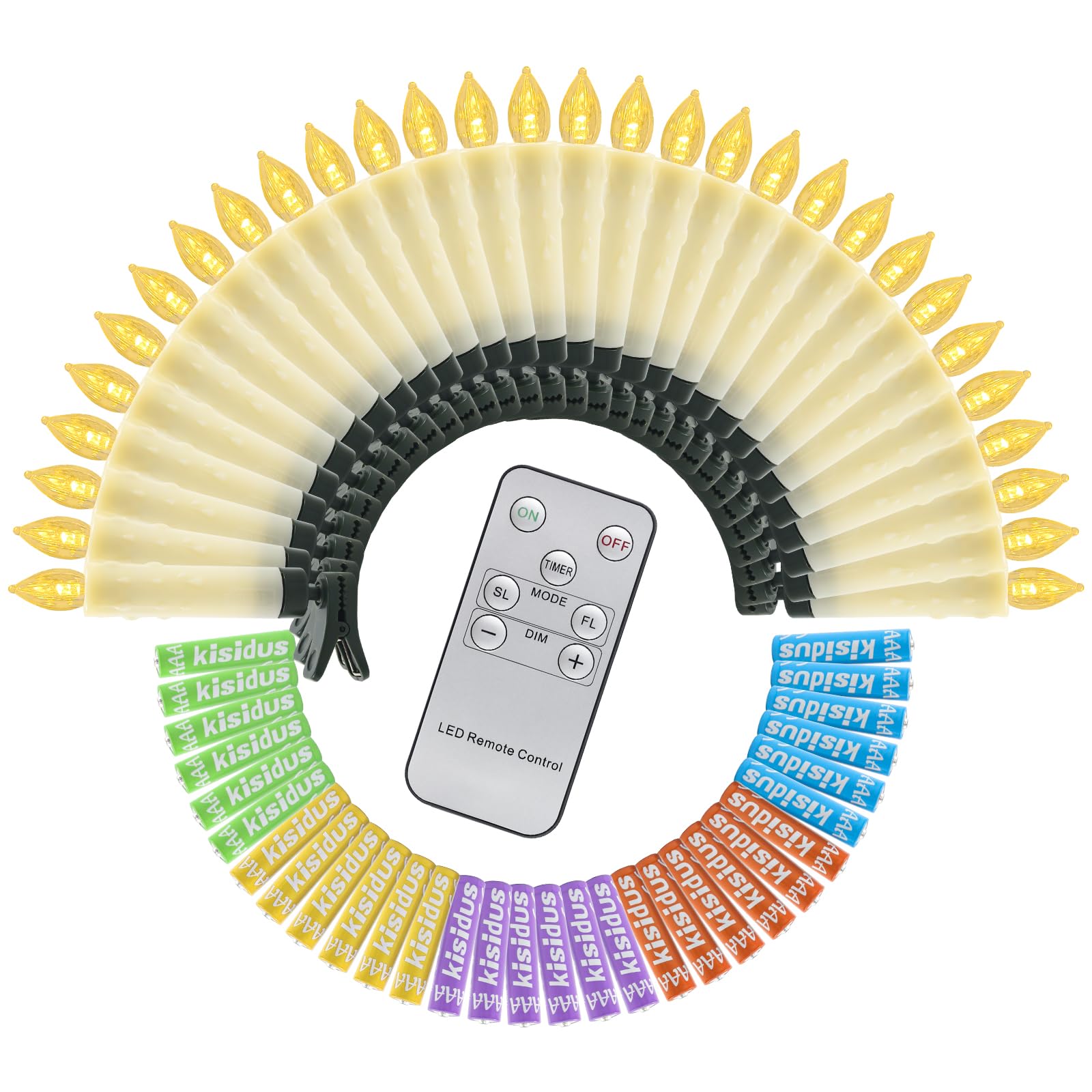 kisidus 30 LED Velas de Navidad con mando a distancia y batería, velas de Navidad sin llama, Luces de Árbol de Navidad, Luces de Velas, Decoración de Navidad Jardín