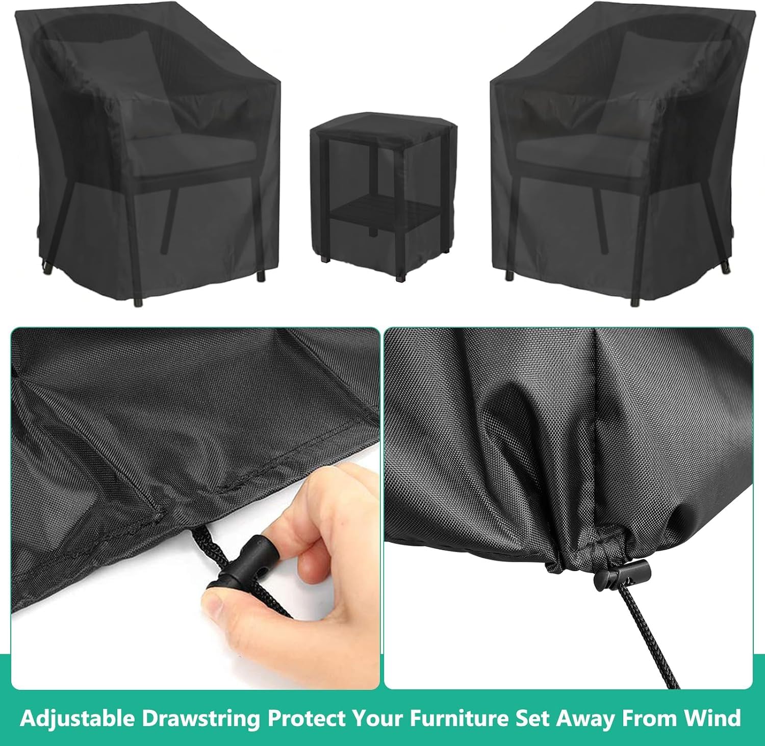 Gasadar Patio Chair Cover - 2 Pack, 32.3"W x 30.3" D x 31.5" H view 6