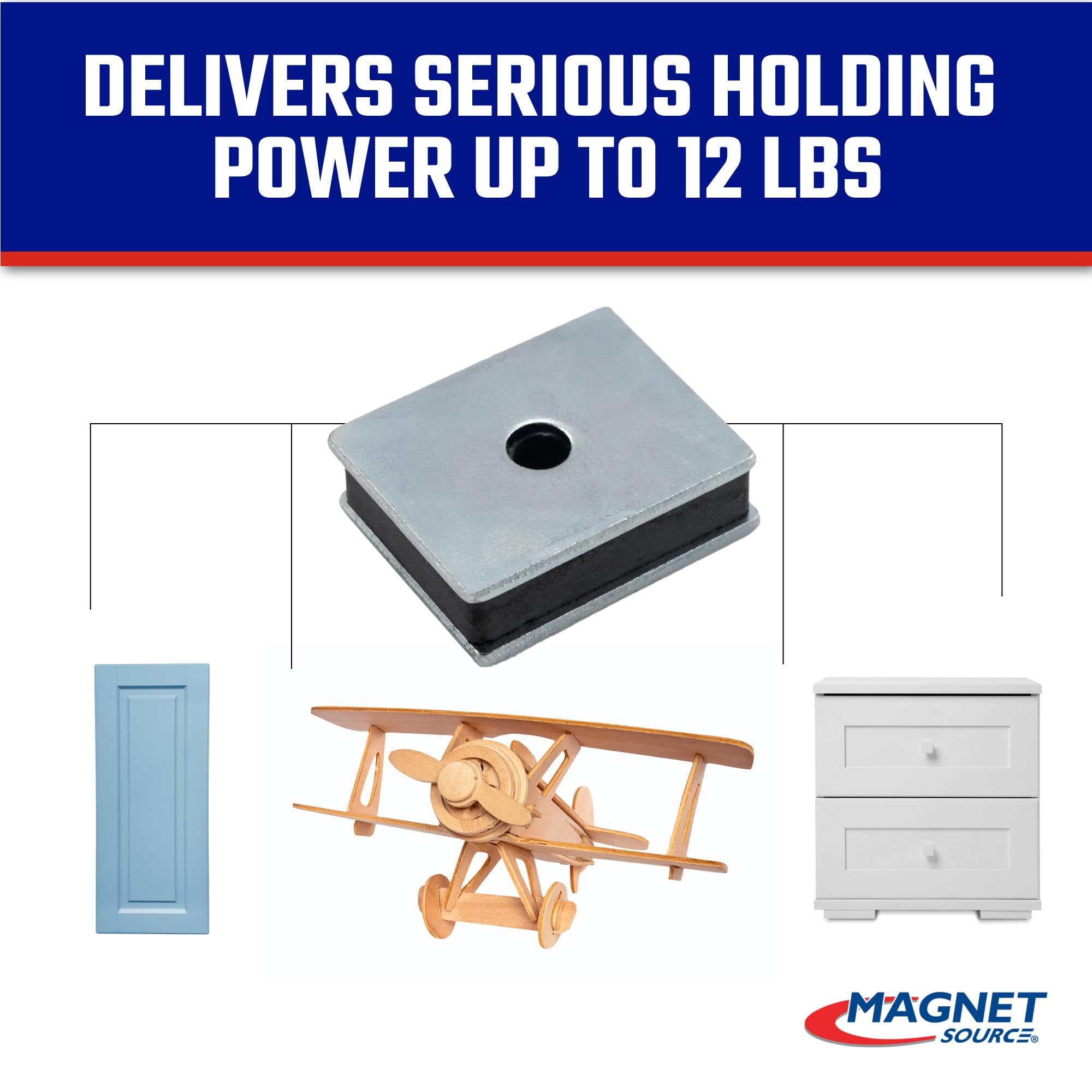 Master Magnetics CA41LWHX100 Ferrit-Magnetverschluss, kohlenstoffarmer Stahl, rechteckig, mit Mittelloch, verzinkt, 2,5 cm Länge, 0,813 cm Breite, 0,8 cm Höhe, 3,8 kg 100 Stück