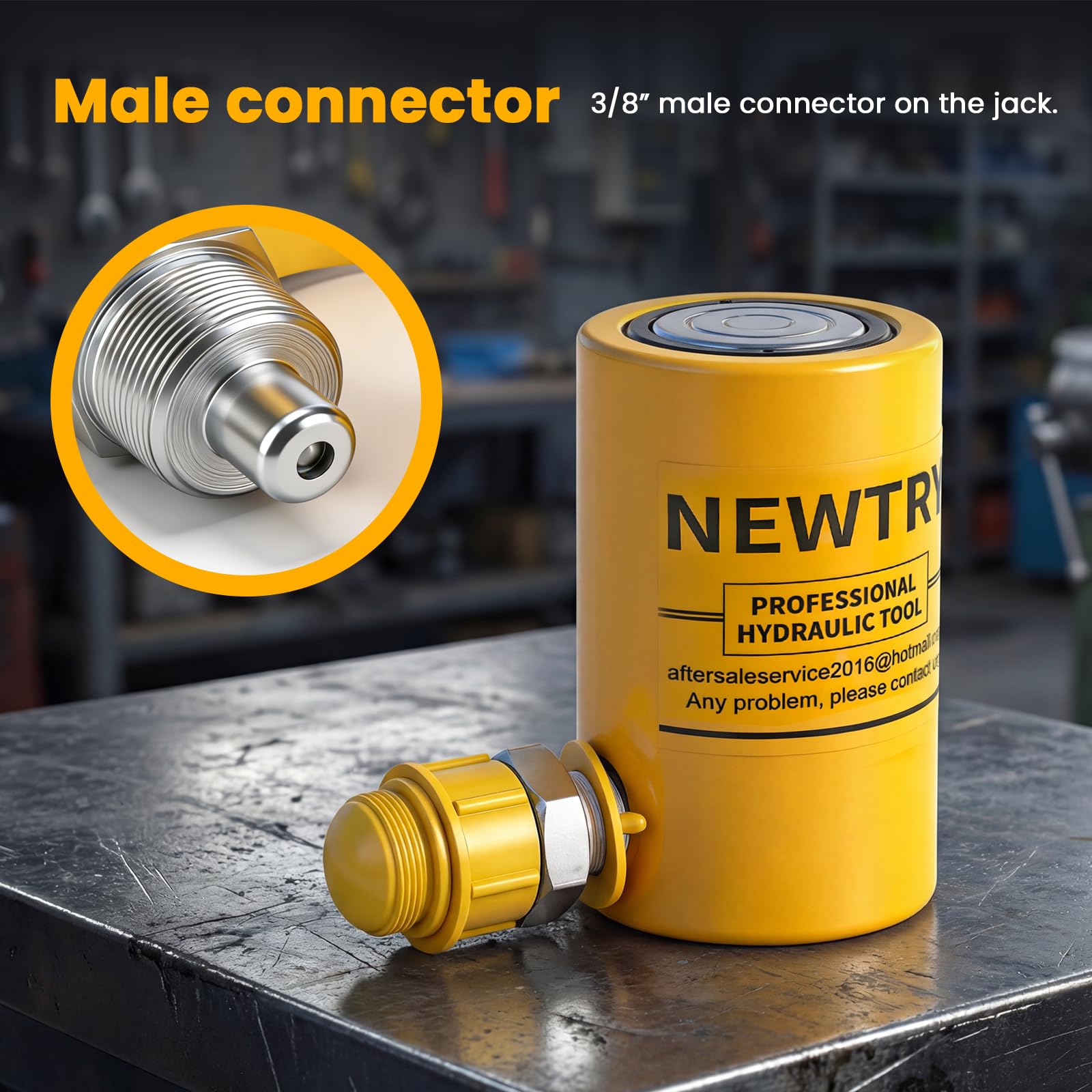 NEWTRY 10T Short Hydraulic Ram Jack, 2" Stroke Porta Power Ram Auto Retract — Amazon image 4