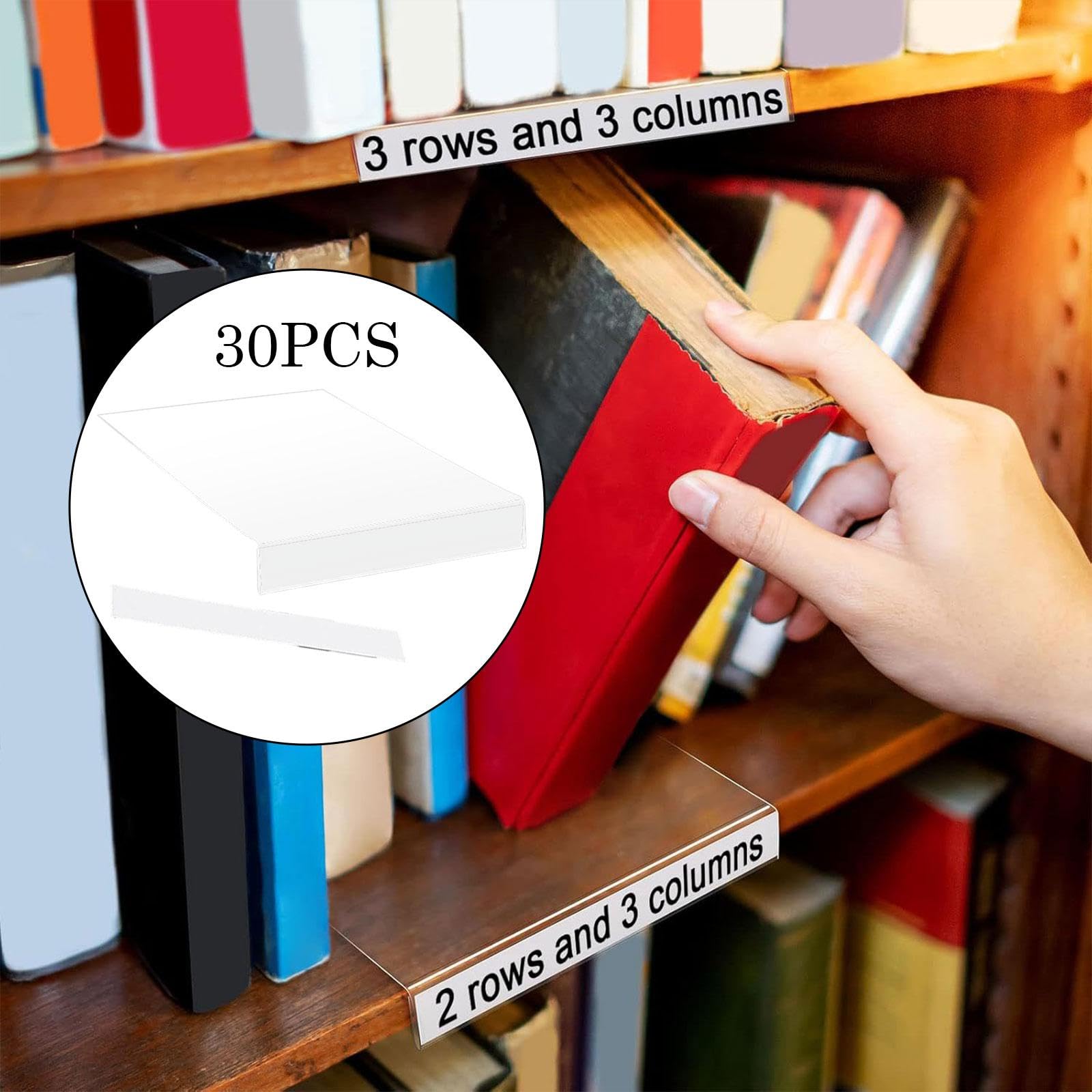 Colcolo Lot de 30 porte-étiquettes amovibles pour étagères, présentoirs, étagères transparentes, pour bibliothèques, magasins, salles de classe, écoles