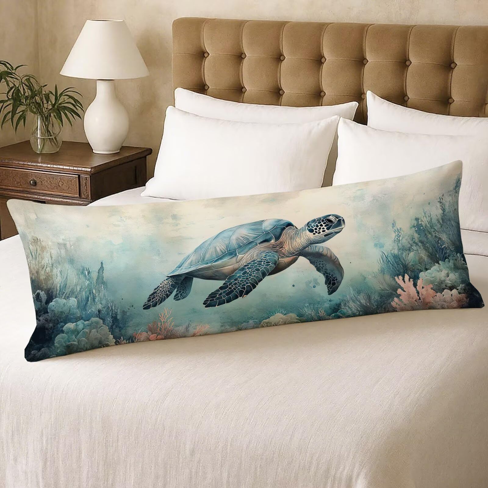 U00-404 Poszewki na poduszki, 60 x 180 cm, turkusowe, w rozmiarze king-size, zwierzęce, z ukrytym zamkiem błyskawicznym, aksamitne, prostokątne, dekoracyjne, długie poduszki, na całe ciało, prezenty