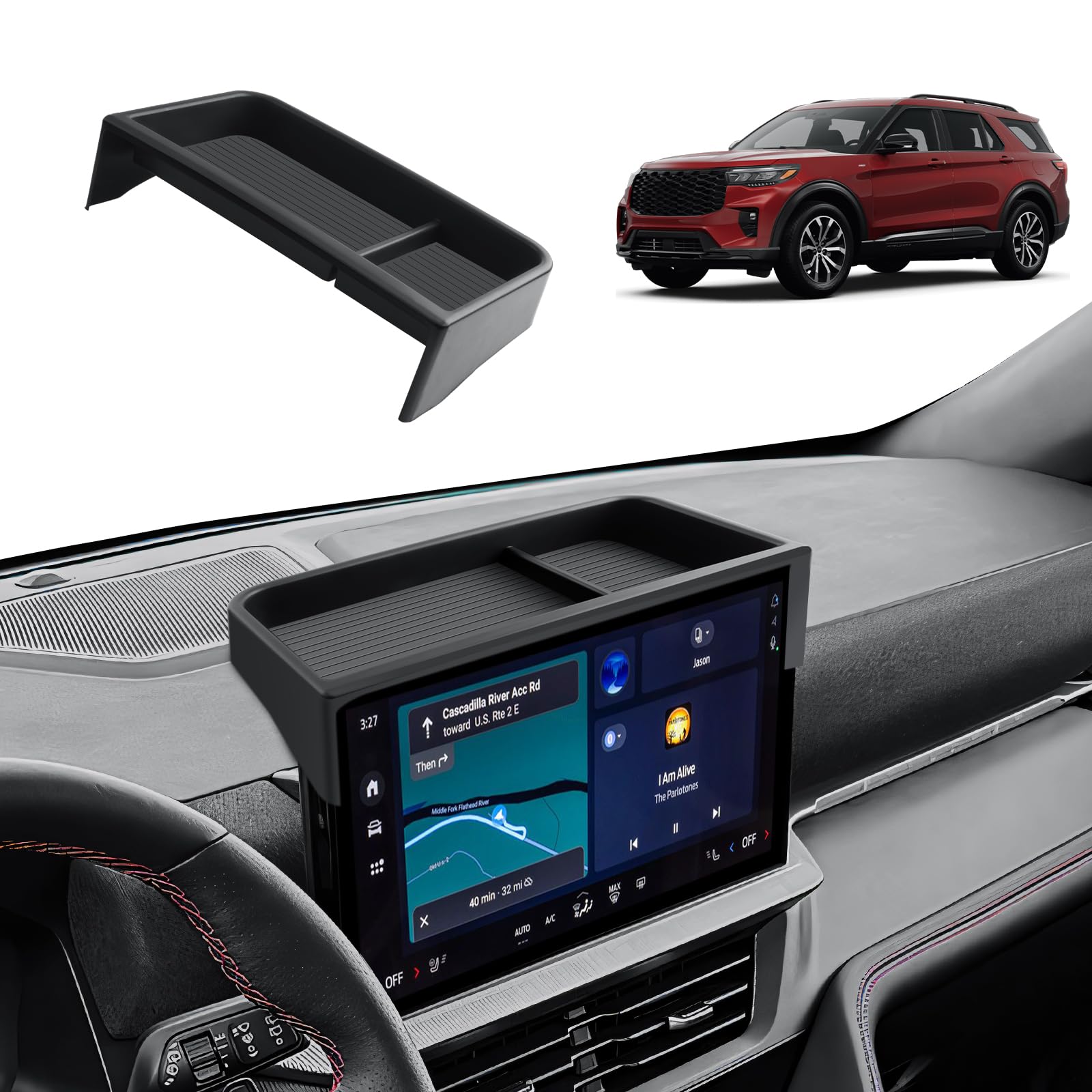 2025 Explorer Dash Console Organizer - Behind Screen Organizer for 2025 Ford Explorer(Active/ST-Line/Platinum/ST) Accessories Dashboard Storage Behind Screen Center Console Organizer