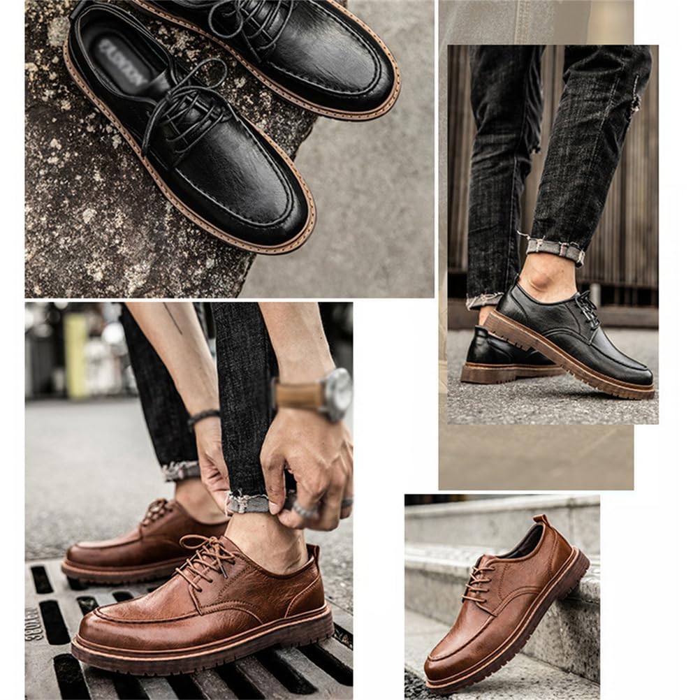 Zapatos Oxford para Hombre Estilo Casual De Negocios Clásicos con Punta Redonda Y Cordones