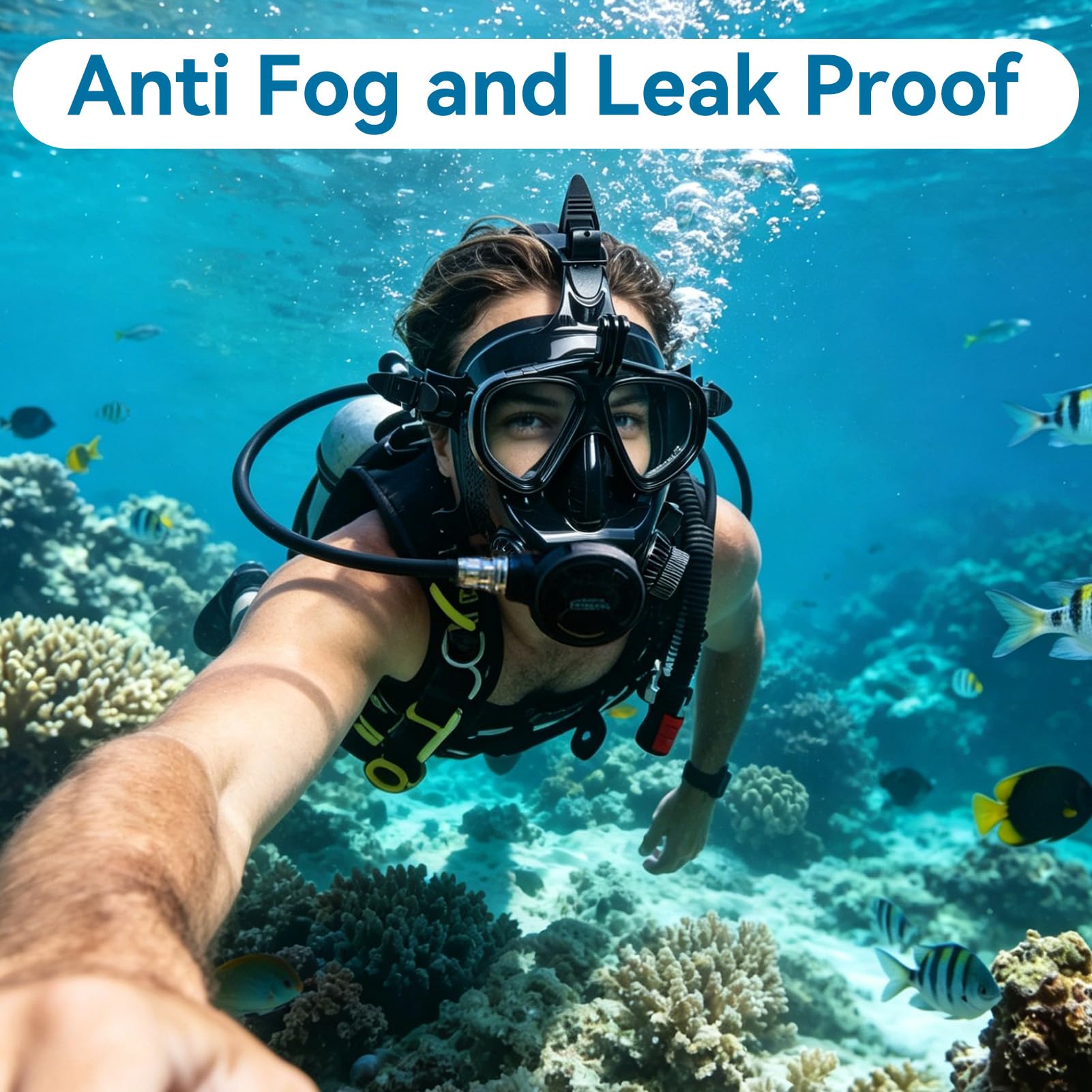 Maschera da sub integrale, maschera da snorkeling integrale in silicone Maschera subacquea antiappannamento a prova di perdite Occhiali da sub con vista panoramica a 180° con