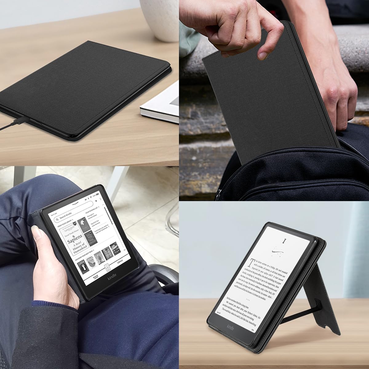 Plobors Funda para lector electrónico K de 7 pulgadas (12ª generación, versión 2024), funda de piel sintética suave con correa de mano de encendido y apagado automático, soporte plegable compatible