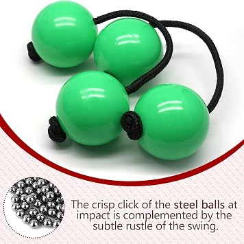2 Pair Aslatua Shakers Kashaka Shaker Instrument, for Adults | African Rhythmic Ball, Green, Hand Percussion Musical Shaker Balls
