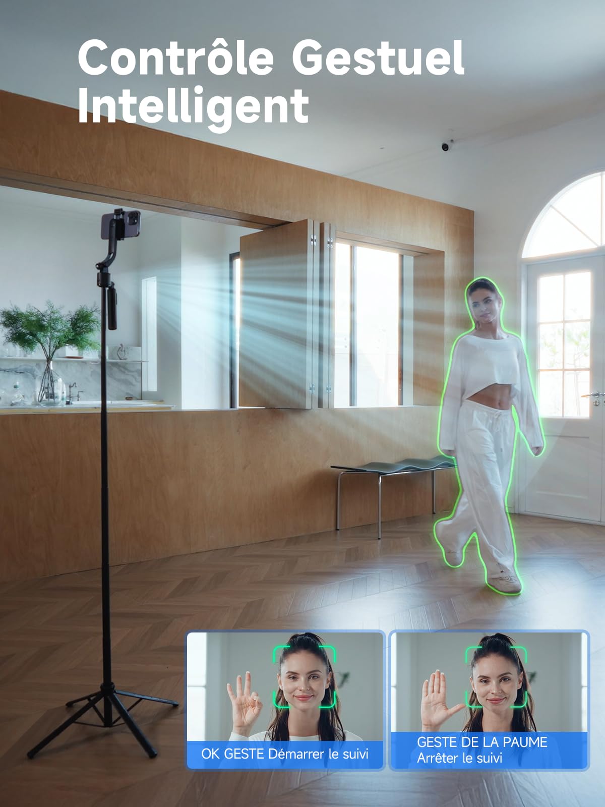 Trepied Suivi Automatique, Rollei Stabilisateur & Perche Selfie Smartphone