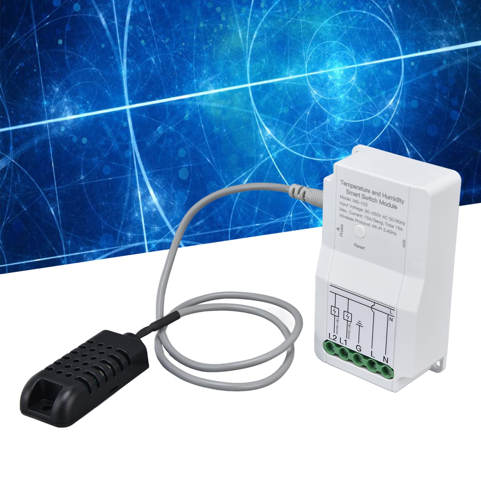 aqxreight Controller del Termostato WiFi Intelligente con Sonda per il Monitoraggio di Temperatura e umidità Compatibile con 90-250V