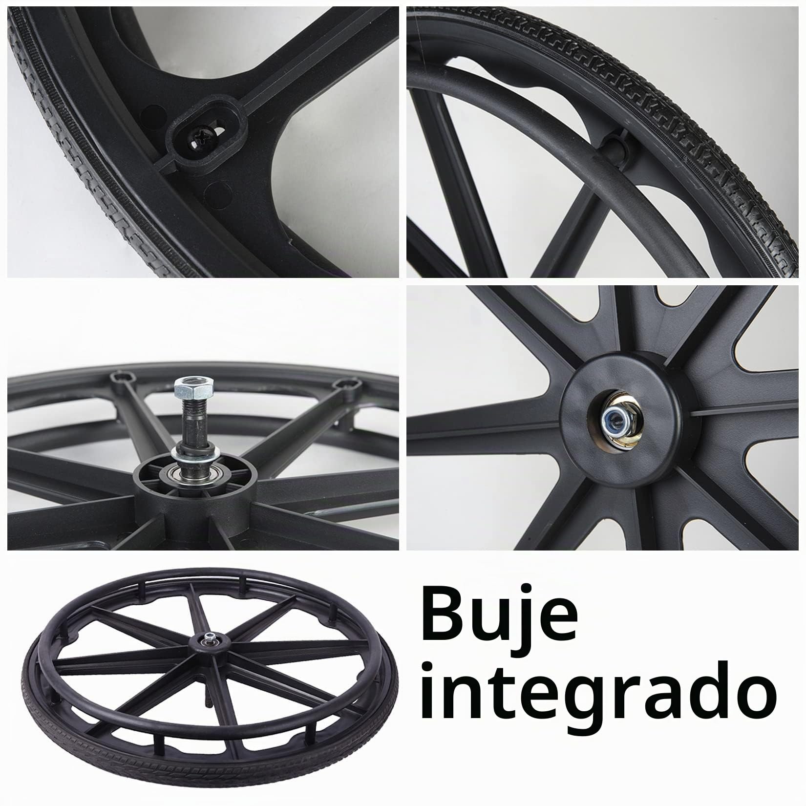 ESOYAWE Paquete De 2 Ruedas para Sillas De Ruedas 20 22 24 Pulgadas Rueda Trasera, Rueda Trasera De Silla De Ruedas Manual No Neumática, Recambio De Ruedas para Sillas De Ruedas con Rodamiento (Size