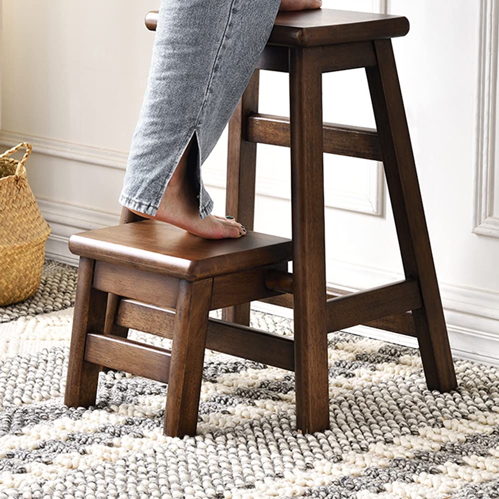 DASHADAO Taburete de 2 peldaños Taburete de Madera para niños, Taburete de Escalera Multiusos para niños para Dormitorio/baño/Inodoro/Cocina Carga máxima 150 kg