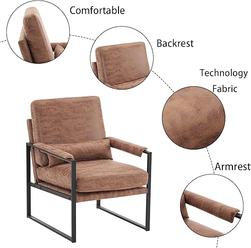 Miniatura 4 de Accent Chairs for Living Room Modern Lounge Chair Single Iron Frame Chair Technology Fabric Indoor Leisure Chair Arm Chair Reading Chair for Bedroom