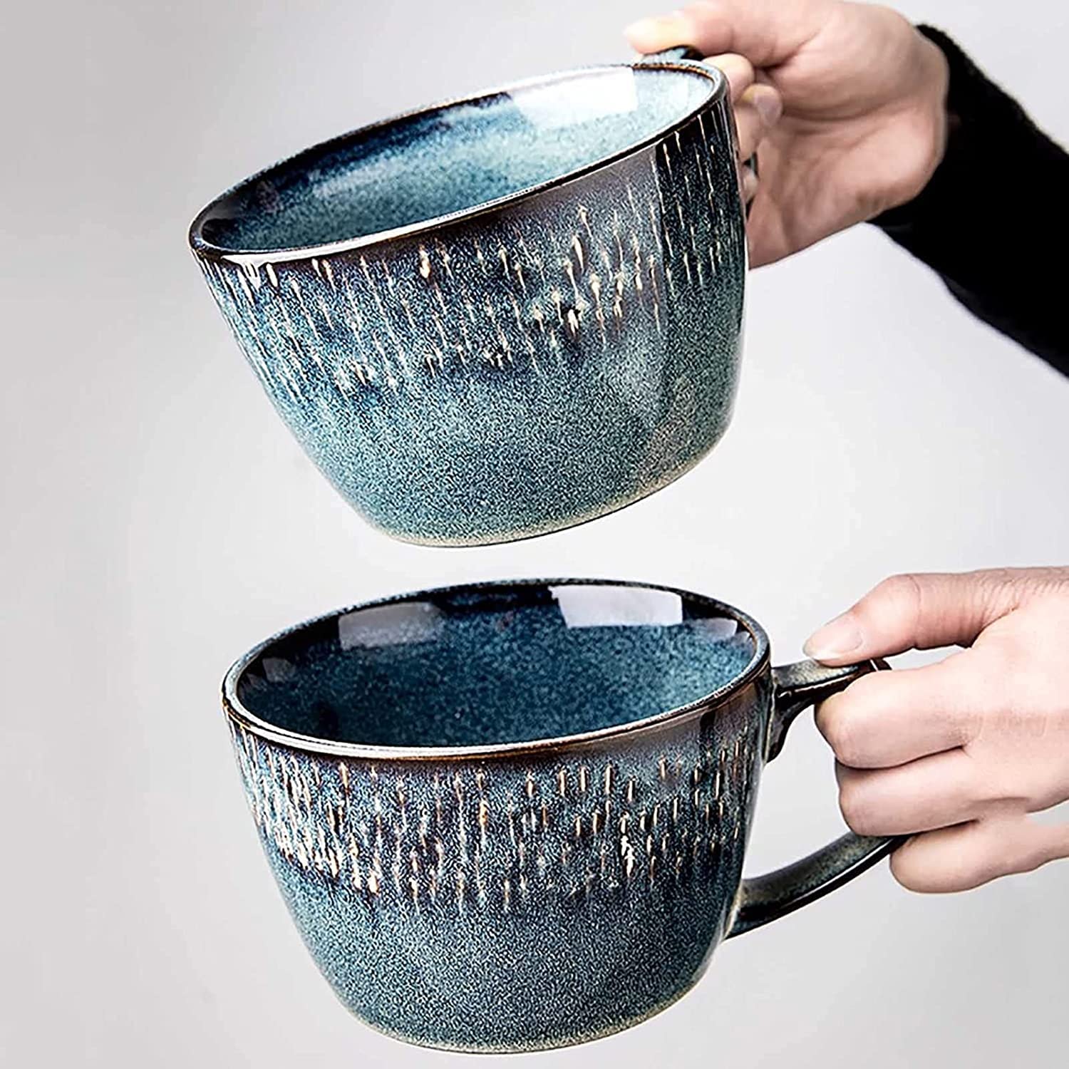 Uchwyt kubka na zupę Miska na zupę Ceramiczna miska na płatki owsiane, 23 uncje, z uchwytem, ​​do zupy, kawy, mleka, herbaty, owoców, śniadania(Mug With Spoon)