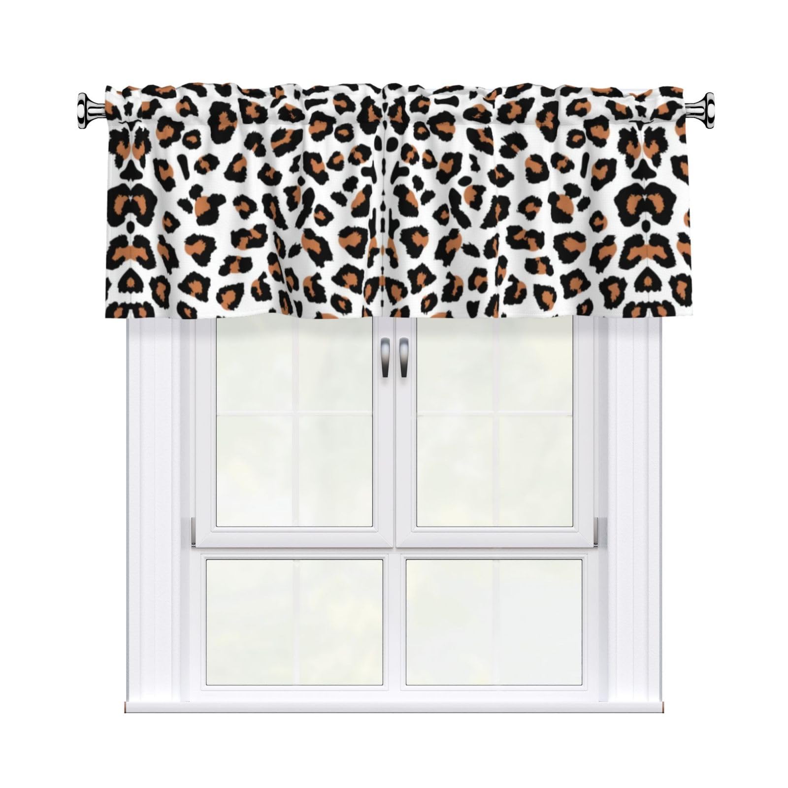 YYHHAOFA Leopard Prints Durable Kitchen Window Layer – 54x18 Inch 100% Polyester Valance with Precision Construction