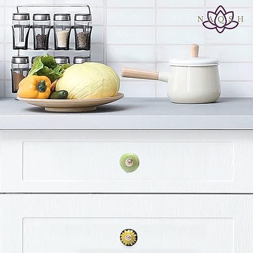 Miniatura 6 de NAQSH Pomos de cerámica hechos a mano para puertas y cajones, tiradores de armario y cajones pintados a mano para armarios y cajones de cocina