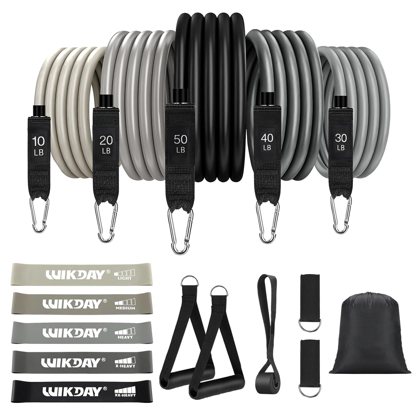 Exercise Resistance Bands with Handles for Working Out, 150/200/250/300 Lbs Workout Bands Set with Door Anchor for Physical Therapy, Yoga, Pilates