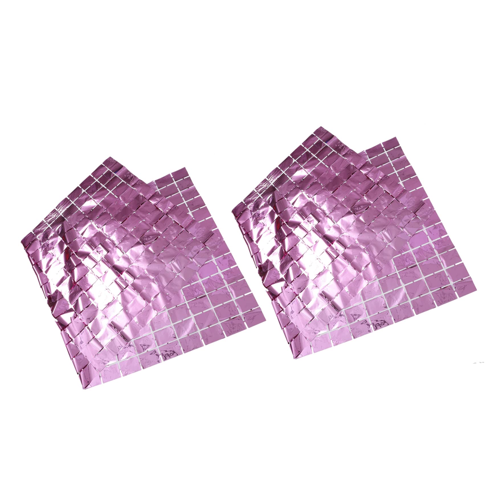 PHENOFICE 2pcs Tinsel Fringe Curtain Backdrop Foil Wall Decoration for Birthday Wedding Shower Year Eve Lightweight Shimmering Party Supplies Easy to Install Cube Pattern