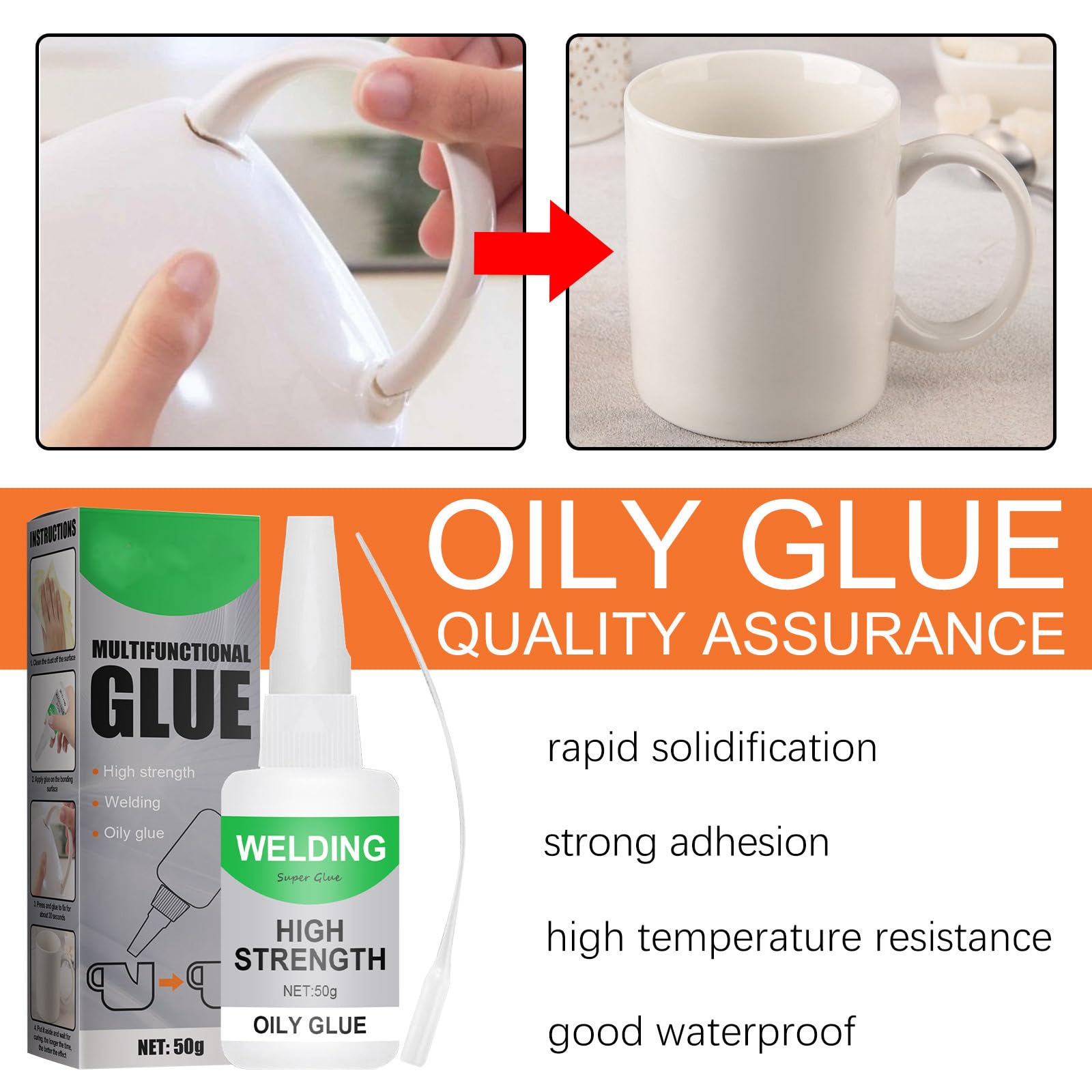 Welding High Strength Oily Glue, Universal Super Glue-Mighty Instant Glue for Resin Ceramic Metal Glass(2PCS)