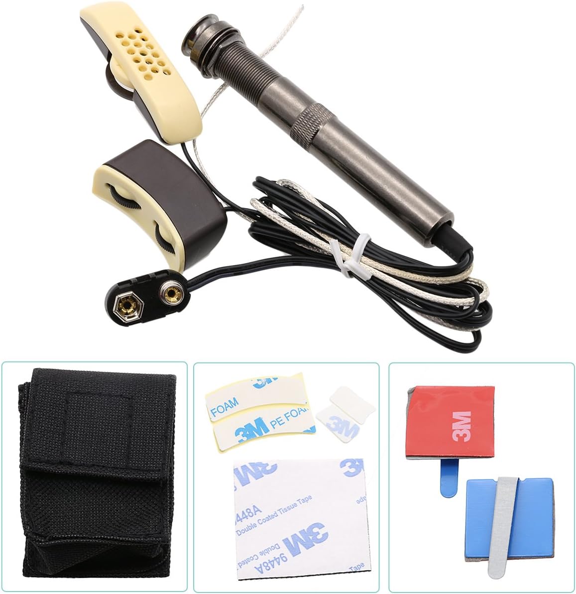 ASCENDAS Folk Acoustic Guitar PICKUP, A-202 Guitar Equalizer Piezo Pickup Amplifier Tuner with 6.35mm output jack (with microphone) : Musical Instruments