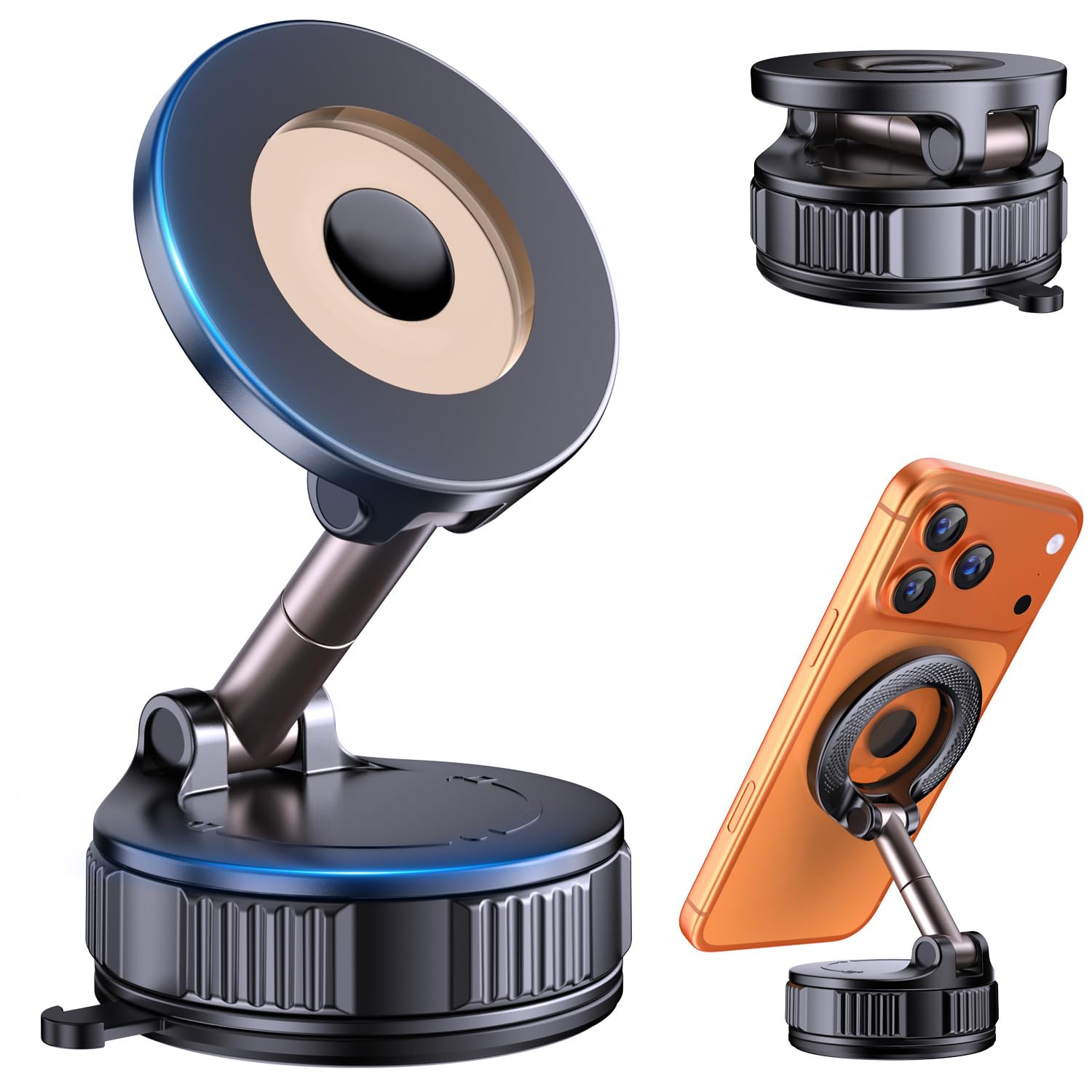 Vooii Car Phone Holder for Magsafe 130 LB Strongest Ever Suction 3000gf Magnetic 360 One Hand Adjustable Car