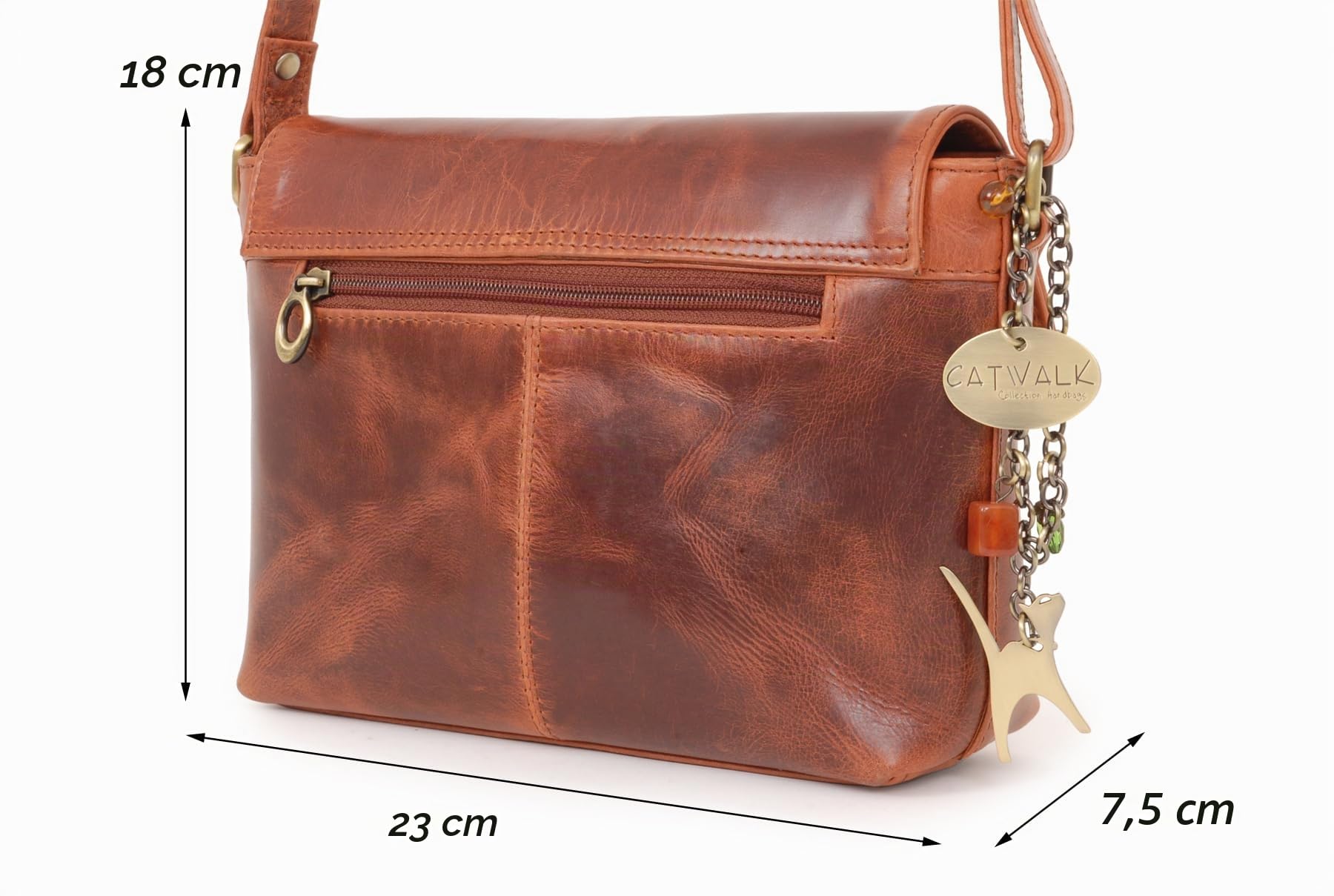 Catwalk Collection Handbags - Bolso Bandolera de Piel de Mujer - Bolso Cruzado Pequeño con Solapa - Bolsito con Correa Ajustable - Freya