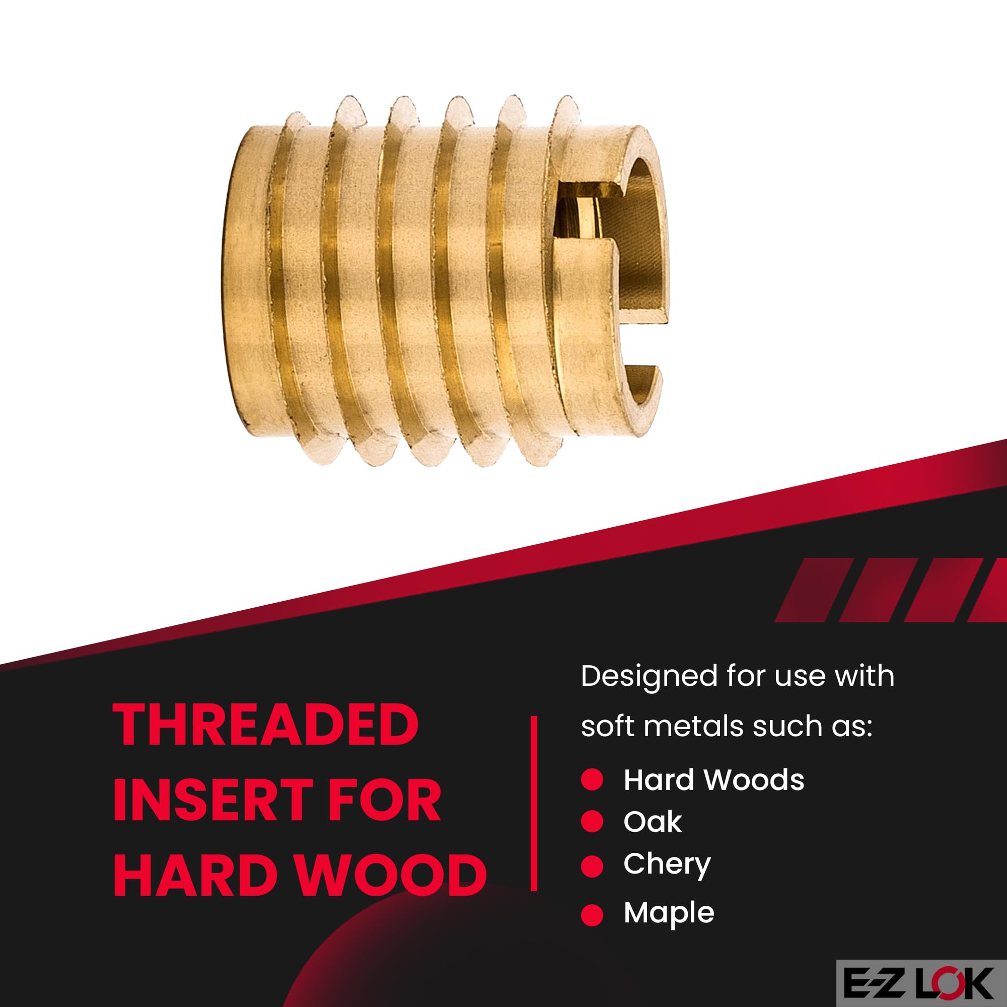 E-Z Lok 400-6 - Inserto roscado, latón, rosca para cuchillo, rosca interna de 3/8 a 16, 1,6 cm de longitud (paquete de 10)