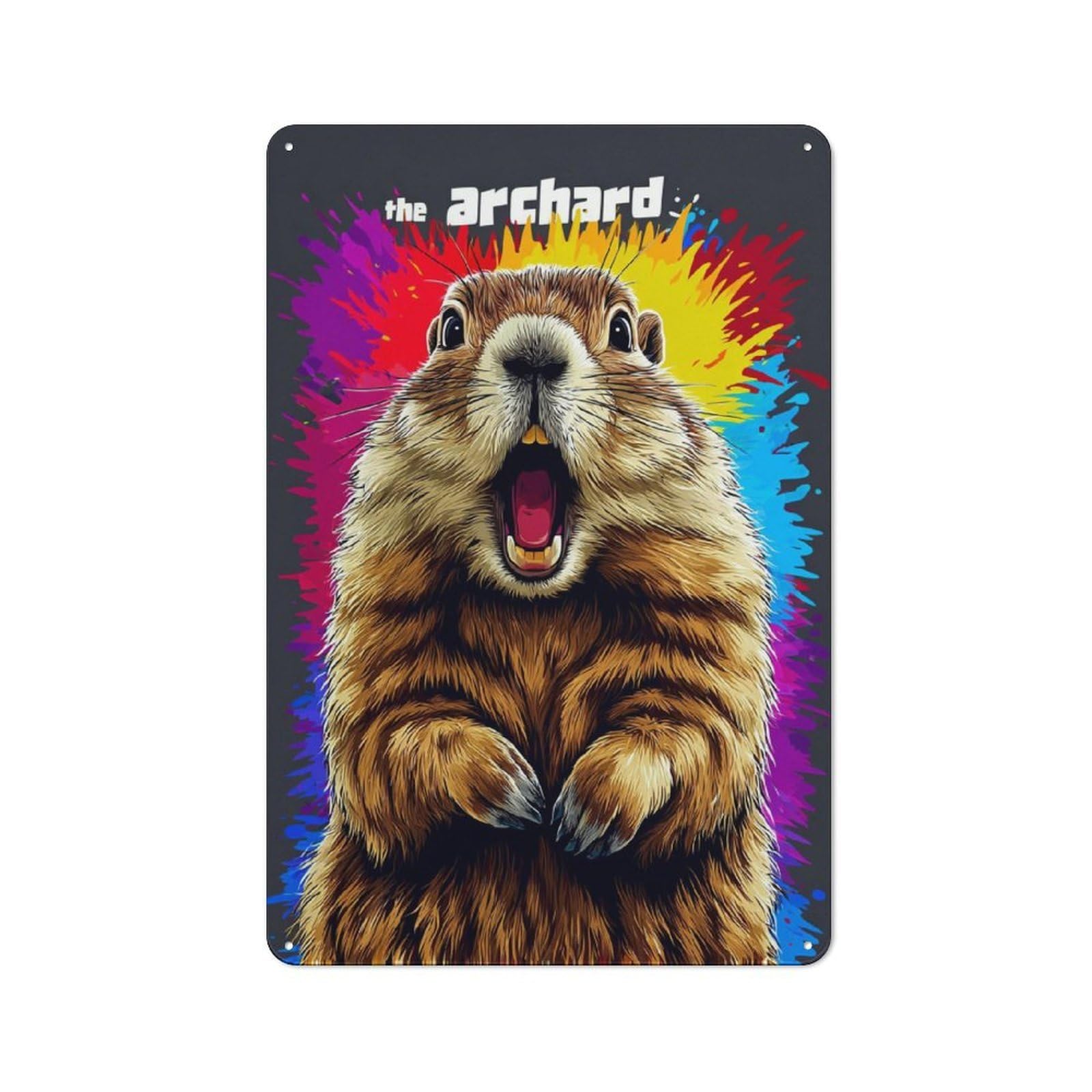 Junmoney Colorful Groundhog Illustration Tin Wall Plaque 30X20cm With For Kitchen Or Home Bar, Suited To Kitchen Decor Lovers