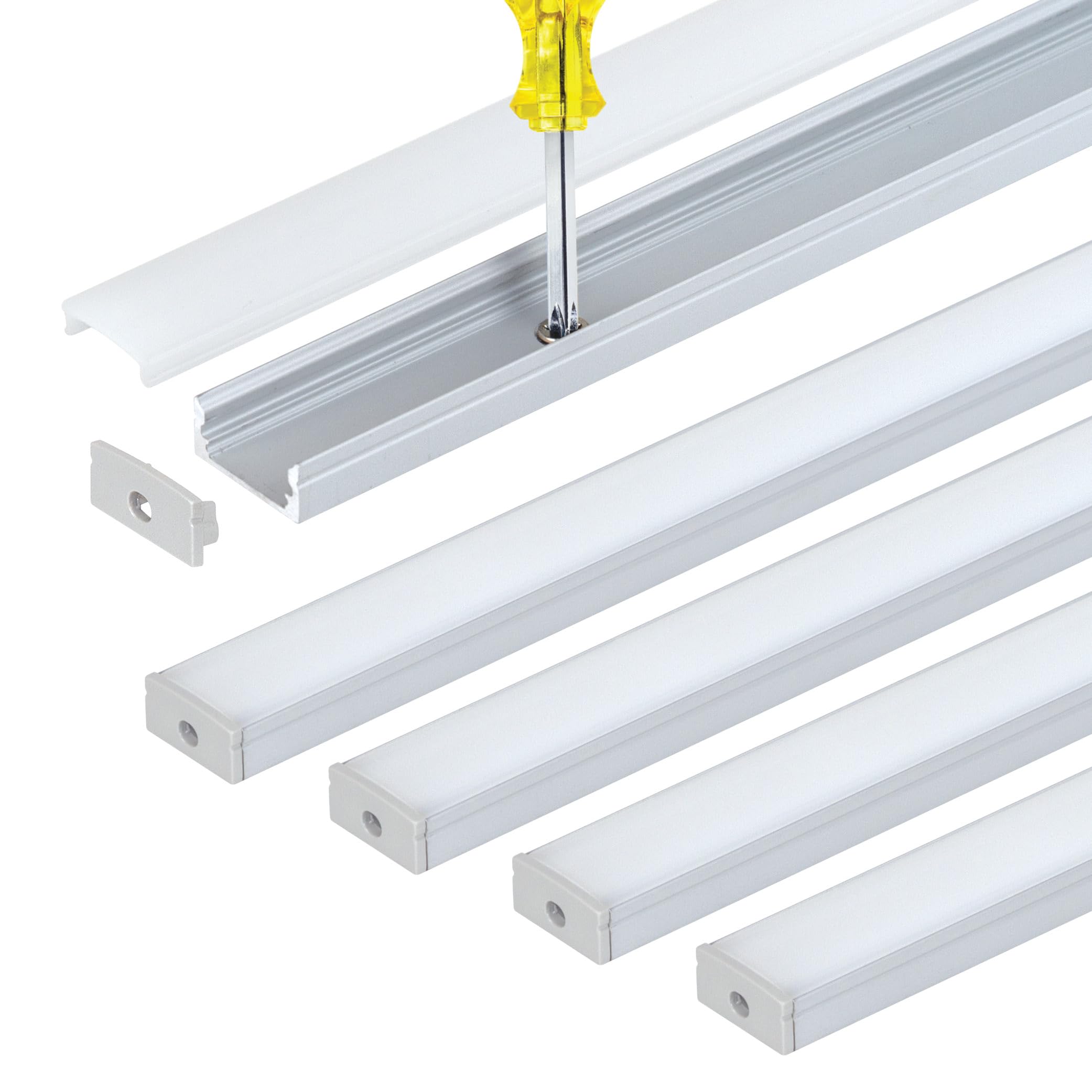 Armacost Lighting LED Tape Light Mounting Channel, Easy Surface Mount, Silver, with Pre-Drilled Holes, 5-Pack 960057N