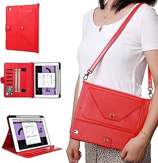 iPad Air 2 Handbag Case, MVRYCE Folio Book Case Handbag Wallet Case Stand Cover w/Card Slots/Pen Holder/Wrist Strap Compatible with 2017&2018 New iPad 9.7