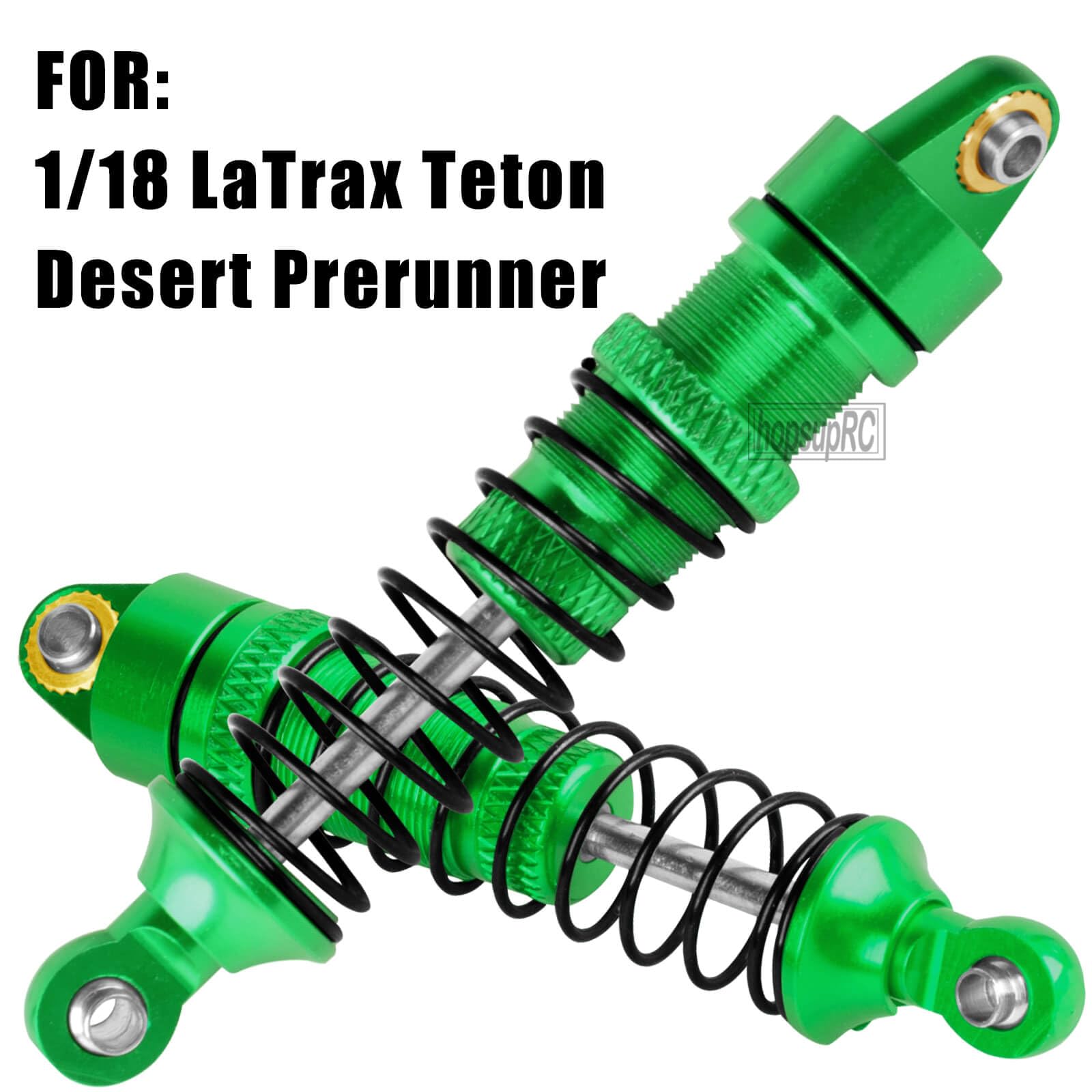 RC Front Rear Assembled Full Metal Shocks Upgrades Part for 1/18 LaTrax Teton Desert Prerunner,Equipped with Two Sets of Springs, Replace Parts 7660 7665(Green 4PCS)