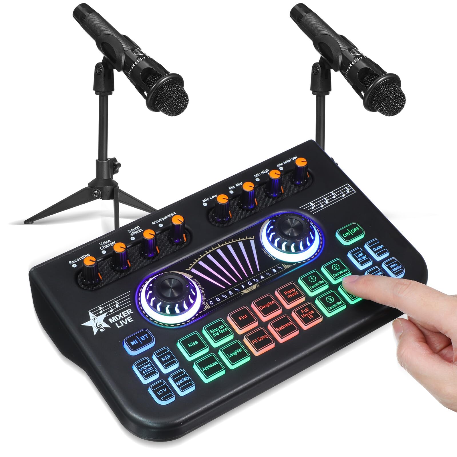 Apparecchiature per Registrazione Audio Kit di Studio con Microfono e Modifica Vocale Scheda Audio per Live Streaming e Registrazione di Podcast