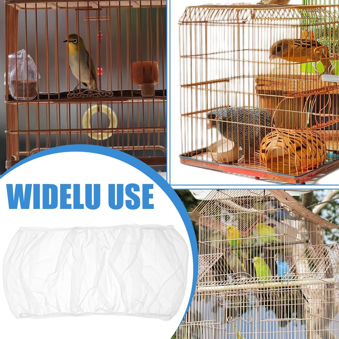 2 Pezzi Universale Copri Gabbia per Uccelli, Bird Cage Seed Catcher per Uccelli Pappagalli, Regolabile 170-200cm, Bianco