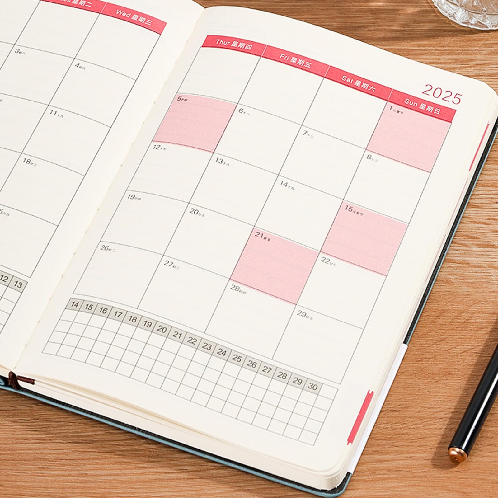 Agenda giornaliera settimanale mensile 2025 dal 01.2025 al 12.2025 con pagina datata in pelle calendario accademico planner 12 mesi