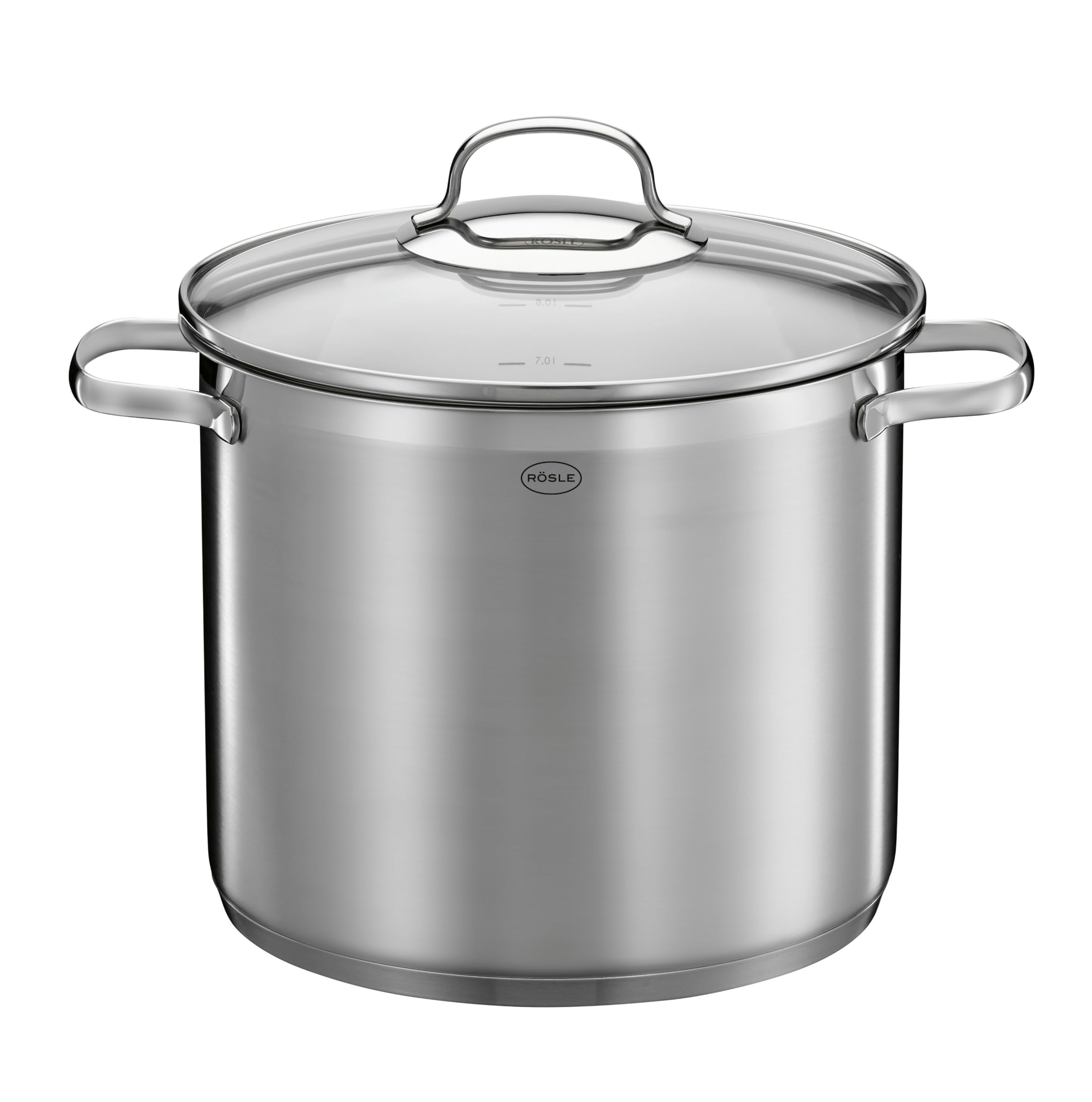 RÖSLE ELEGANCE Gemüse/Partytopf, Hochwertiger Edelstahltopf zum Kochen großer Mengen,13 Liter, Edelstahl 18/10, Innenskalierung, Induktionsgeeignet, Spülmaschinengeeignet, Silbern