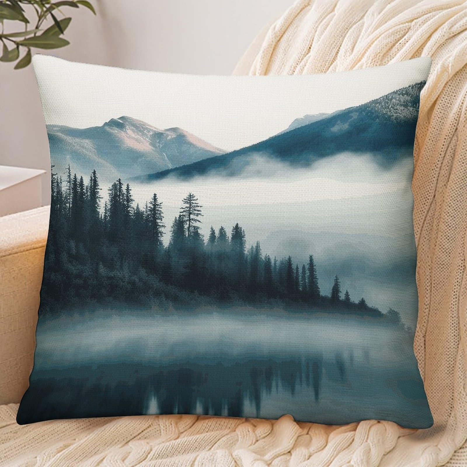 Fekiloot Style Foggy Mountains Landscape Pillowcase Pillow Sham Pillow Case