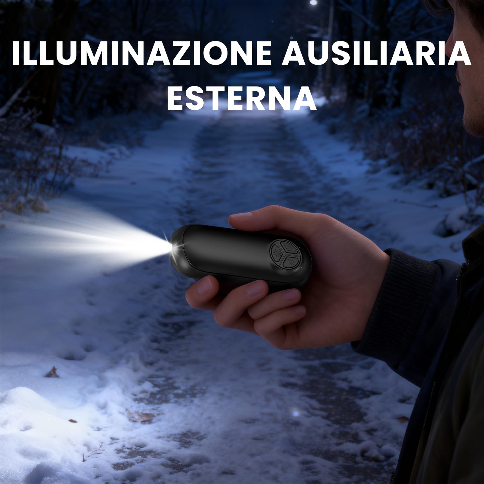 Scaldamani Ricaricabile con Torcia 2 Pack, Scalda Mani Portatile Elettrico, Scaldamani Usb Riutilizzabile, Durata, Regali di Natale per Campeggio All'aperto, Caccia