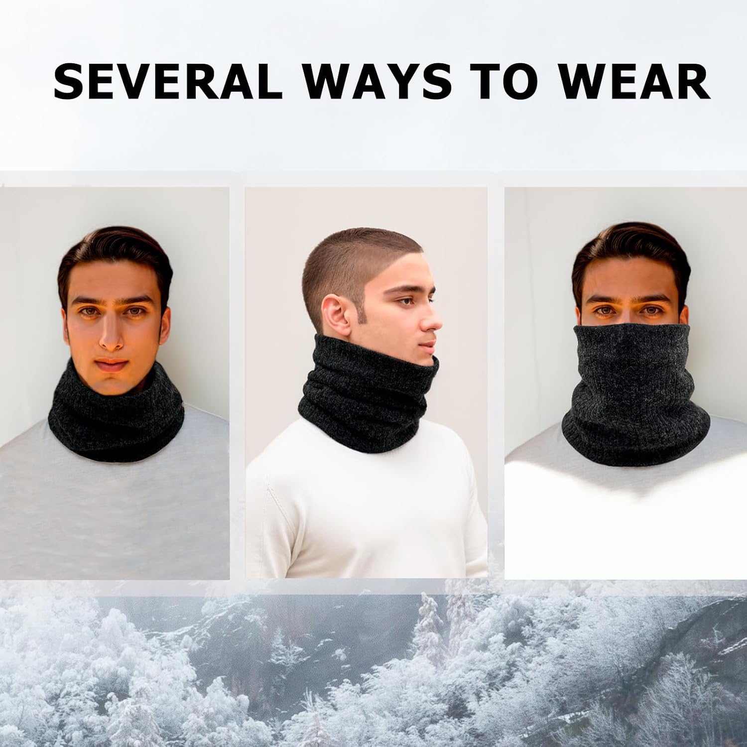 3 Pack Winter Neck Warmer & Ski Mask for Men Women Thermal Warm Fleece Face Mask Neck Gaiter Scarf Gift - Image 5