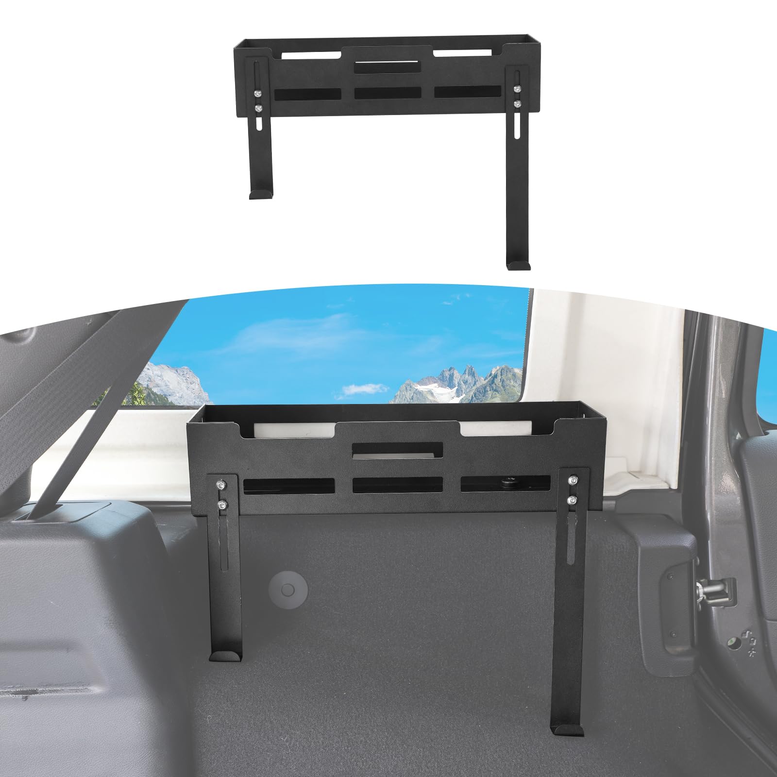 RT-TCZ for Wrangler Rear Trunk Molle Panel Side Cargo Rack Storage Basket Fit for 2007-2024 Jeep Wrangler JK JL 4 Door Organizer Accessories Black Aluminum Alloy