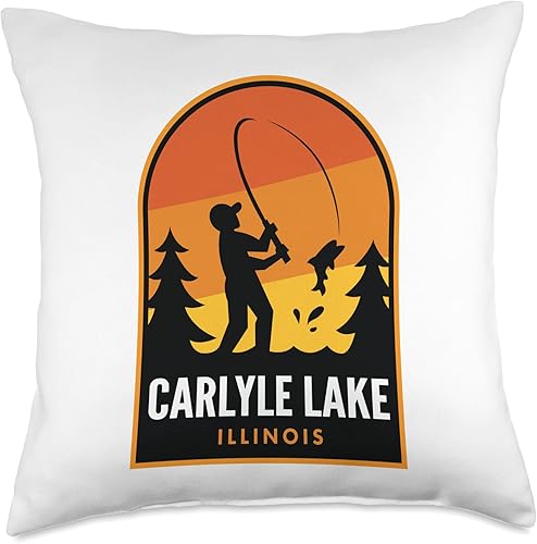 Miniatura 1 de Carlyle Lake IL Merch Carlyle Lake Illinois Fishing Throw Pillow 18x18 Multicolor