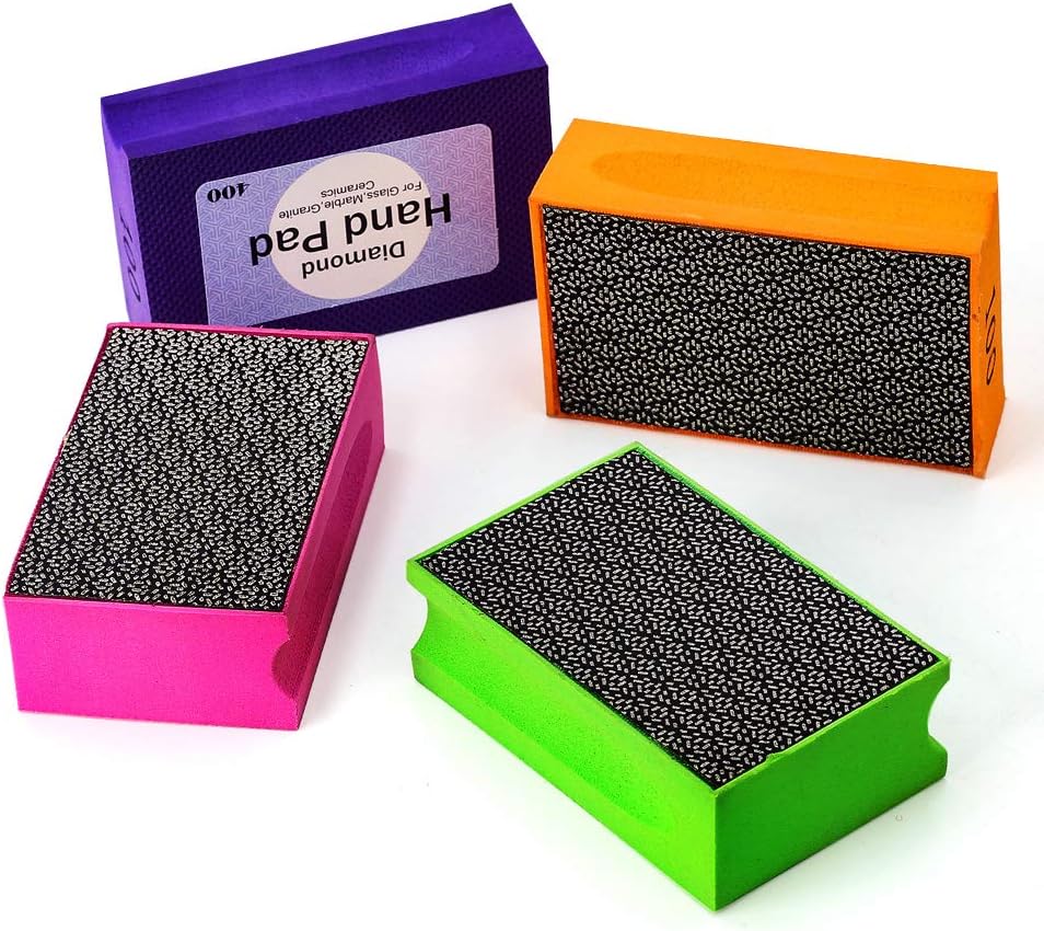 4 Pcs/Set Diamond Hand Polishing Pads Sanding Polishing Pads for Polishing Glass Stone Tile (FEH)
