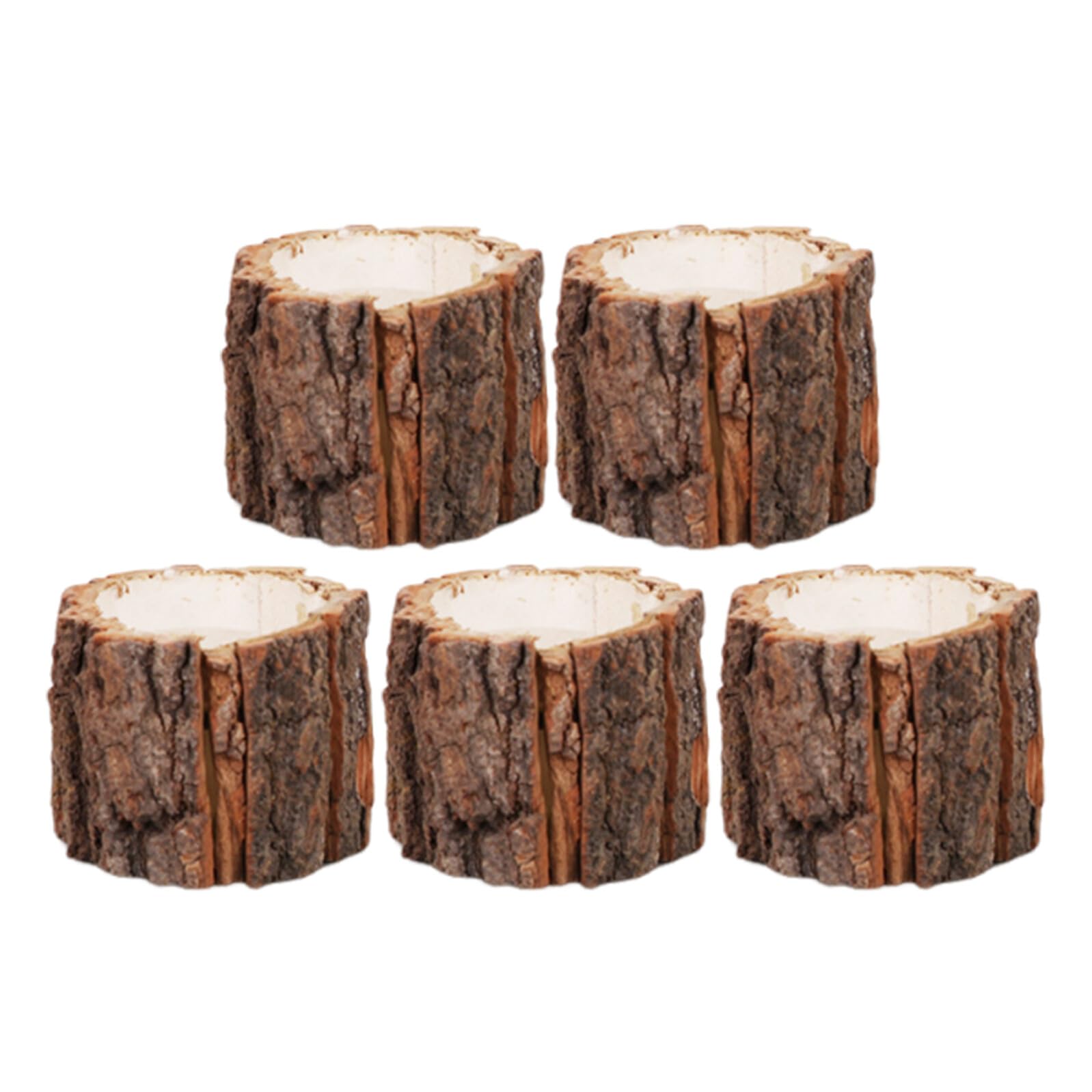 Lurrose Portalápices de Madera 5 Piezas Textura de Corteza