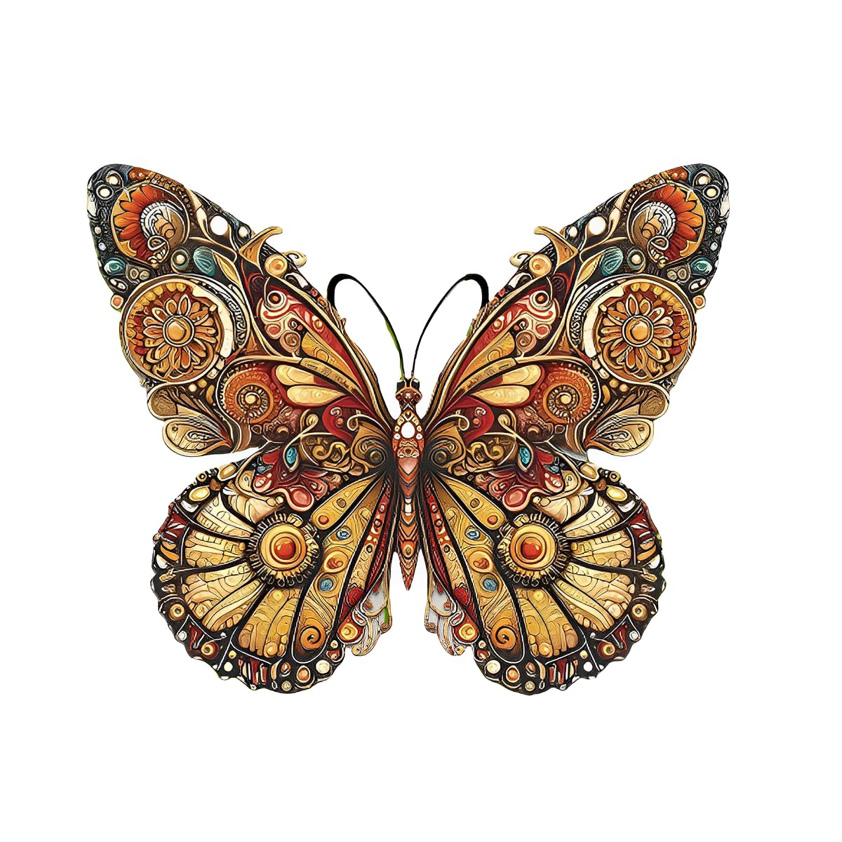 Jporshu Polychrome 40Cm Large Metal Butterfly Wall Decor - Outdoor Garden Fence Art, Hanging Ornaments For Yard, Patio, Shed, Indoor Home Decoration