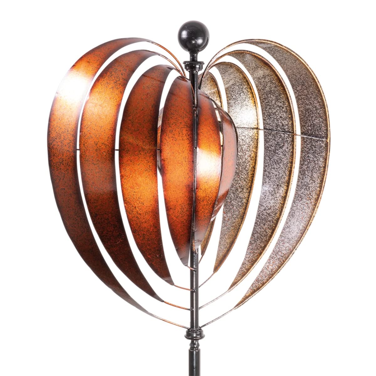 CIM Metalowy wiatrak XL — Kinetic Spinner Heart 54 cm — wymiary: Ø 54 cm wysokość całkowita: 200 cm — odporny na warunki atmosferyczne — malowany proszkowo — wyjątkowa dekoracja ogrodowa