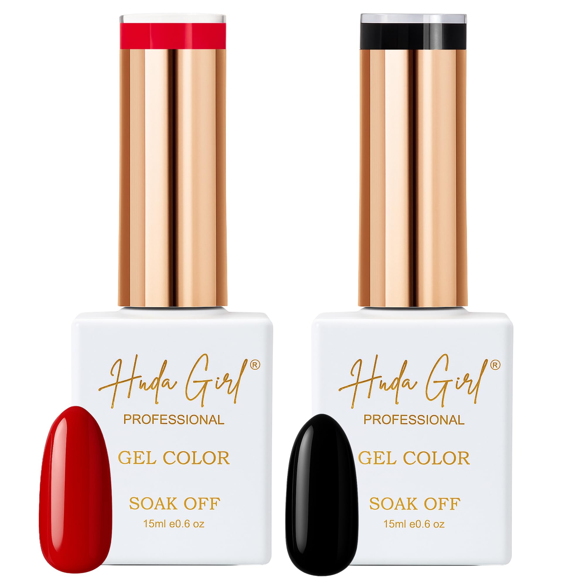 Huda Girl Nail Polish Set for Women and Girls, Combo Pack of 2 Red + Black Gel, Chip Free Fast Dry Formula, Smooth Application clear nailpolish Long Lasting Shine, Glossy Finish, nail strengthener-image-18