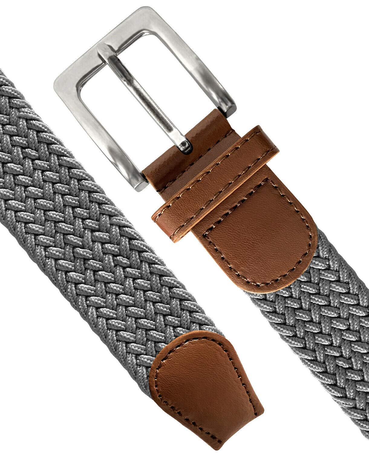 Cinturón elástico para mujer, correa elástica trenzada, informal, tejido de lona, 1-3/8 pulgadas de ancho