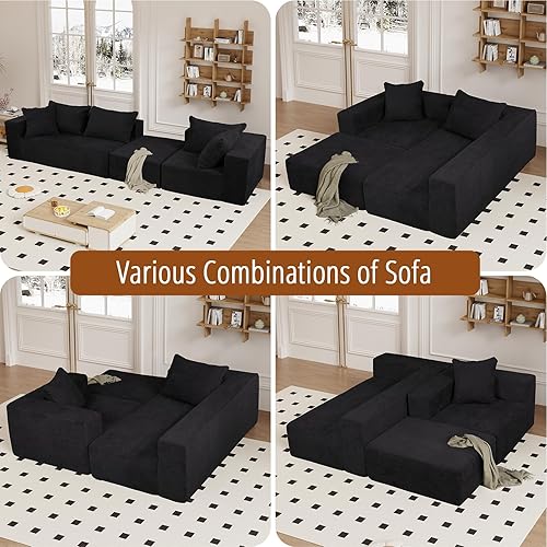 Miniatura 4 de Vamcheer Sofá modular modular con diván, moderno sofá de nube en forma de L con asiento profundo, sofás seccionales para sala de estar, dormitorio,