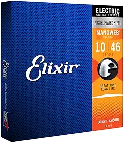 Encordoamento .010 Elixir 12052, para Guitarra Nanoweb Light