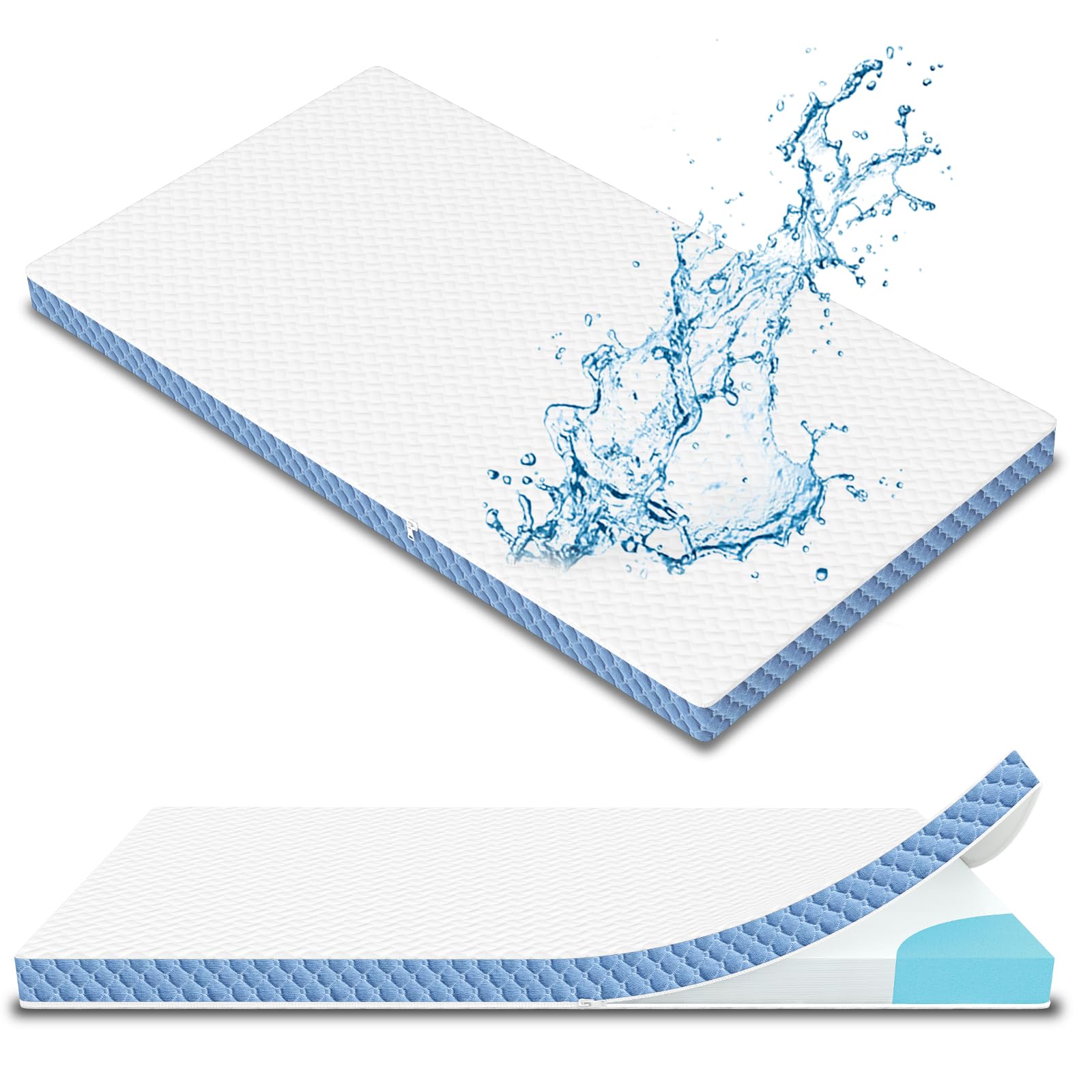 2x27 5x52 Mattress Topper Ultra-Soft Gel-Infused Memory Foam Odorless Noiseless Water-Proof Sleep Surface Detachable and Washable Outer Cover