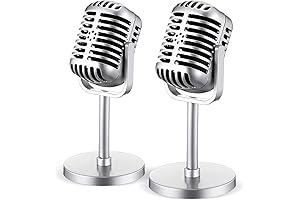Chivao Retro Microphone Props, 2 Pack Vintage Microphone Stage Table Decor Plastic...